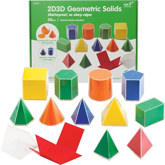 edxeducation 2D3D Geometric Solids, Set of 24