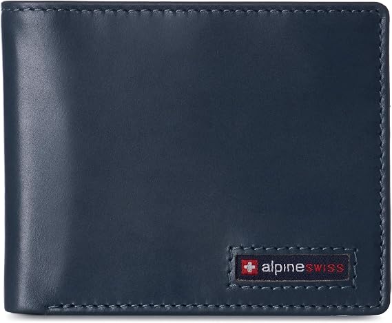 Alpine Swiss Nolan Men's RFID Protective Bifold Wallet Genuine Leather in Gift Box US Size: One Size Color: Blue, Teal, One size