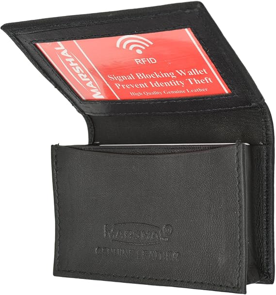 Marshal RFID Blocking Mens Leather Expandable Business Card Case Wallet