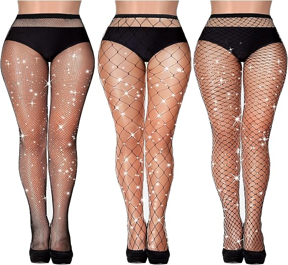 Geyoga 3 pcs Plus Size Fishnets tights