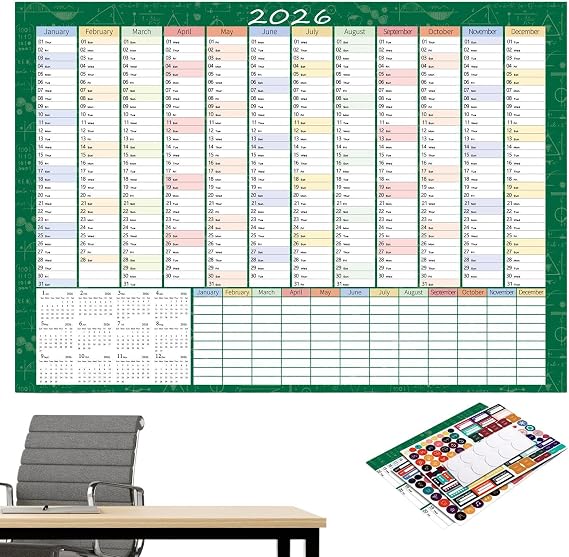 Year Calendar for Wall Schedule Tracking Planner