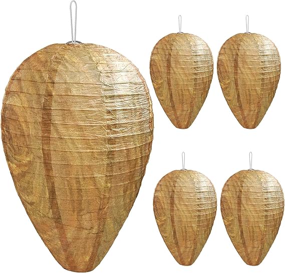 DECYOOL 4 Pack Mini Fake Wasp Nest Decoy for Yellow Jackets and Wasps