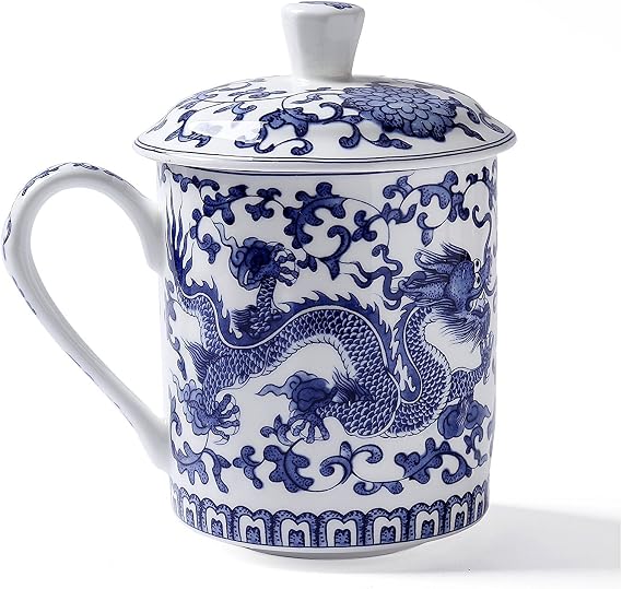 Ceramic Tea Coffee Cup (Blue Dragon Pattern)