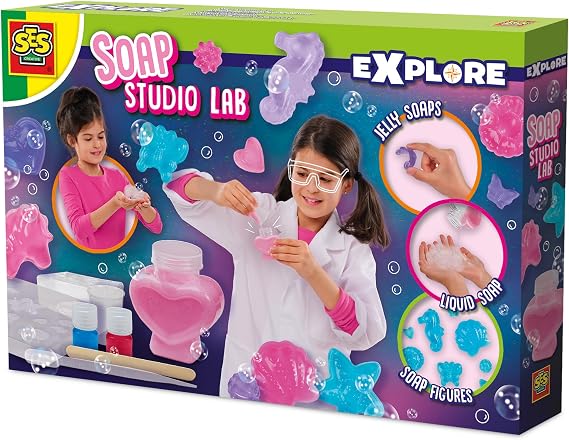 SES Creative 25142 - Soap Studio Lab - DIY Soap Making Kit for Kids - Create Liquid, Solid, and Gel Soaps - Experiment Kit - Crafting for Girls