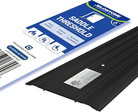 6" W x 1/4" H x 36" L - Commercial Aluminum Door Threshold(Matte Black Anodized)- Door Saddle- ADA accessible Barrier Free- Fire Rated- Door Thresholds for Exterior Doors, B304A