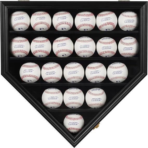 Baseball Display Case Baseball Holders for Balls Display with 21 Slots Wall Display Box 98% Clear Antifade UV Protection with Locks for Homerun and Autograph Balls
