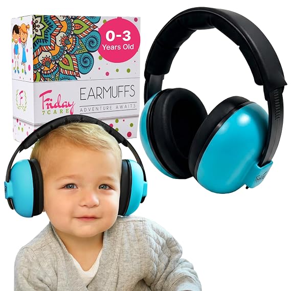 Friday 7Care Baby Headphones - Baby Ear Protection, Noise Cancelling Headphones with Adjustable Headband for Ages 0-3 Years, Blue