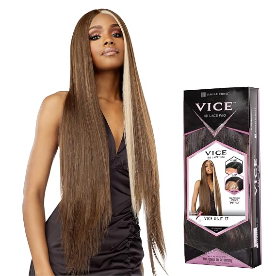 Sensationnel Vice Lace Front Wigs - Unit 17 5 Inch Deep Part Synthetic Preplucked Hairline (HALFPIECECARAMEL)