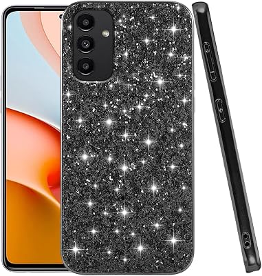 Compatible with Samsung Galaxy A34 Case Glitter Shockproof, Phone for Samsung A34 Case Bling Sparkly TPU and PC Silicone Shiny Girl Women Thin Protective Cover Black
