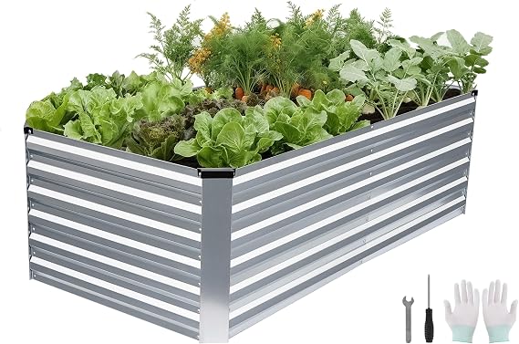 Galvanized Raised Garden Bed 180x90x60cm (Silver)