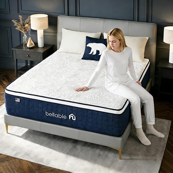 Full XL Mattress, 14 Inch Fiberglass-Free Full Mattress with Cooling Gel Memory Foam & Pocket Springs, Medium Firm for Pressure Relief, Excellent Edge Support, Motion Isolation, Back Neck Pain Relief