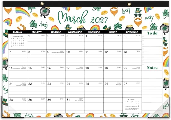 Desk Calendar 2026-2027 - July 2026 - December 2027, 2026-2027 Desk Calendar 17" x 12", 18 Months Calendar, Desk Pad, Corner Protectors, Elegant Design - 12 Different Themes