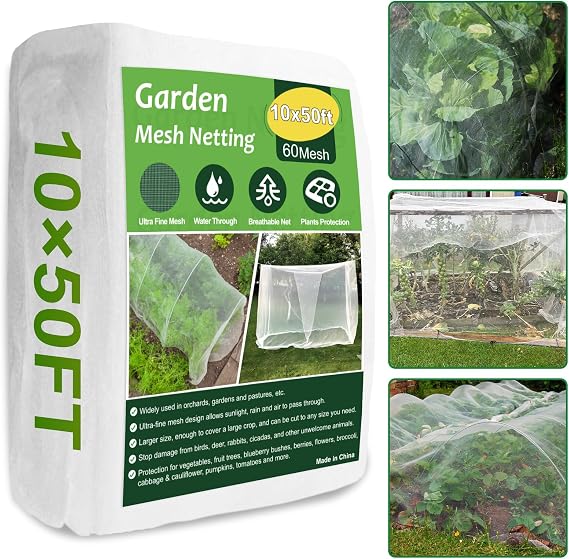 NONMON Garden Netting 10 x 50FT Ultra Fine Mesh Netting Insect Netting