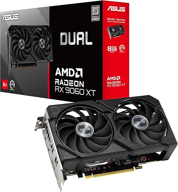 ASUS Dual Radeon RX9060XT 8G GDDR6 Gaming Graphics Card
