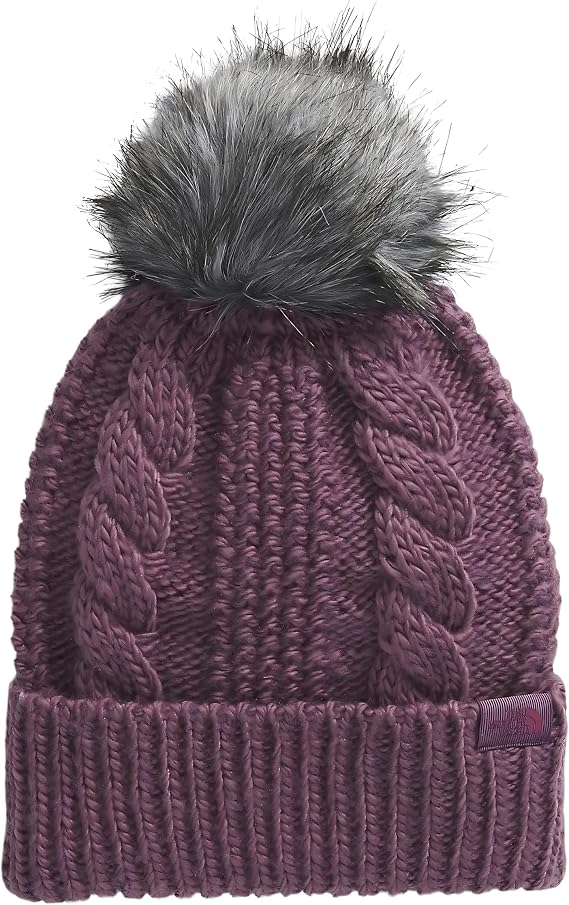 THE NORTH FACE Women's Oh Mega Fur Pom Lined Beanie | Deep Fit, Cuffed Winter Hat With Soft Cable Knit & Fleece Lining