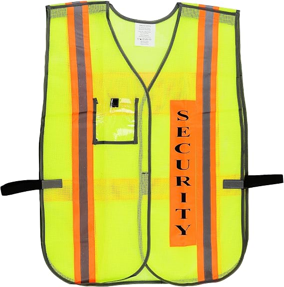 Security Safety Vest with Reflective Strips, One Size Fits All (10-Pack, Neon Lime)