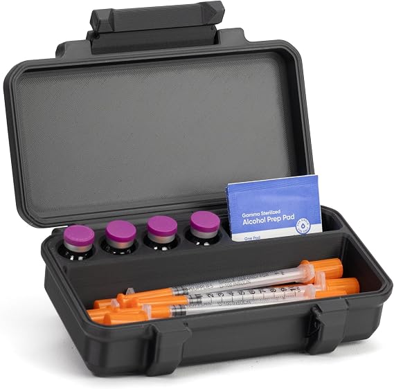 3ml 4 Vial Peptide Case | Organized Syringe and Skin Wipe Storage | Peptide Travel Case