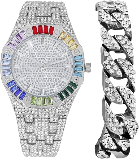 Charles Raymond Bling-ed Out Rapper's Luxury Hip Hop Mens Watch - Stand Out in Your Crew with This Bling Timepiece seen from Miles Away - 10227FAM
