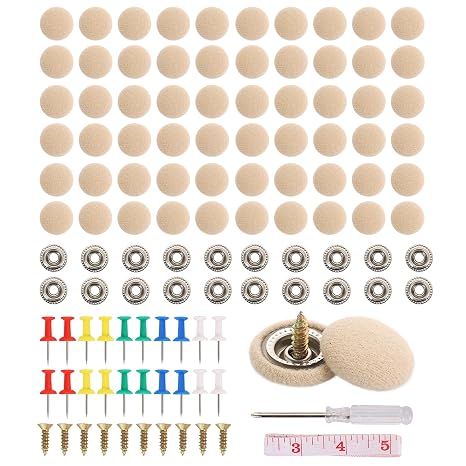 DASBET 60pcs Car Roof Headliner Repair Kit | 242 Pcs Auto Roof Snap Rivets Retainer for Interior Ceiling Cloth Fixing Repair Buckle with Installation Tool and Fit All Cars (Beige Flannelette)