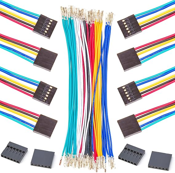 Dupont 2.54mm Wire Female to Female Dupont Connector & 22AWG Pre-Crimped Cable, Single Row 1/2/3/4/5/6/7/8/9/10P JST Connector with Length of 10/30/50/100cm Dupont Wire (2Pcs FF 6P-30CM)