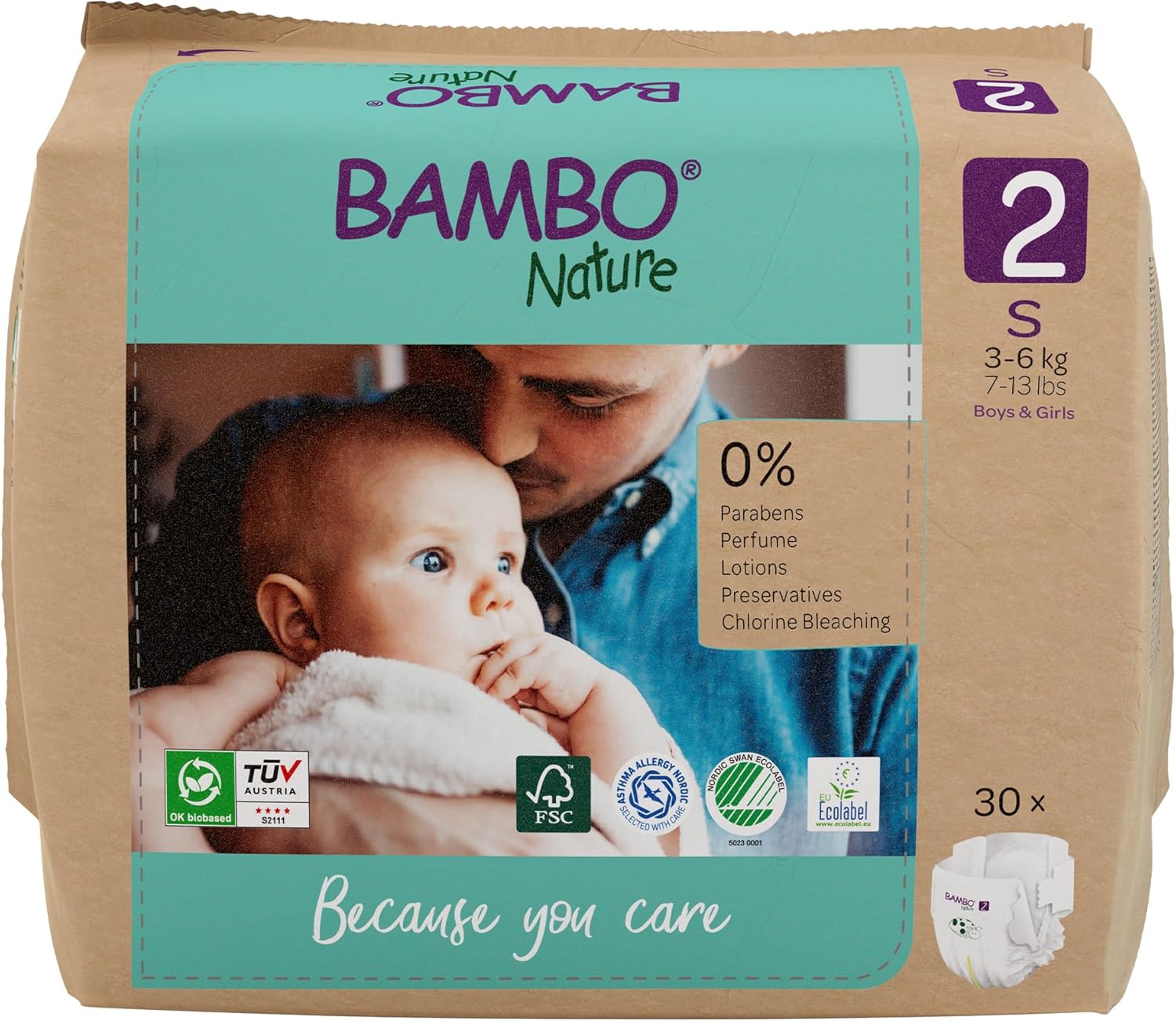 Bambo Nature Premium Eco Nappies, Eco-Friendly Sustainable Nappies, Enhanced Leakage Protection, Secure &amp; Comfortable Baby Nappies, Secure &amp; Comfortable
