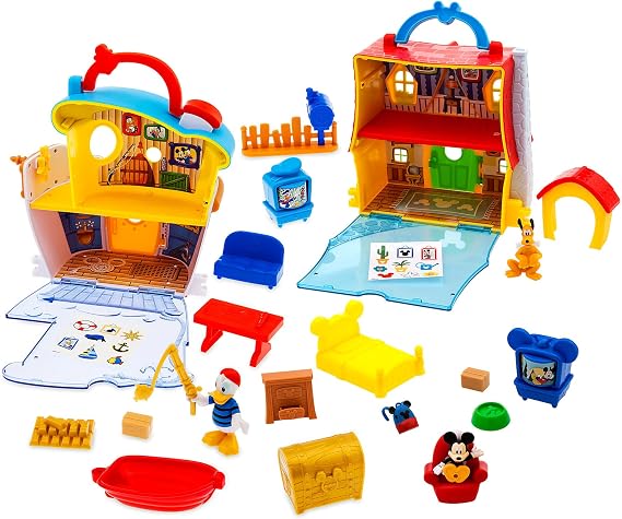 Disney Store Official Mickey Mouse & Donald Duck Playhouse Play Set - Interactive Playhouse Junior Donald Duck Toys - Poseable Figures with Accessories, Perfect for Toddlers