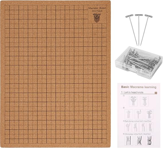 Macrame Board and Pins, Macrame Project Board, 1216 inch Double-Sided Grids Handmade Braiding Board with Instructions for Braiding Bracelet Creating Macrame and Knotting Creations
