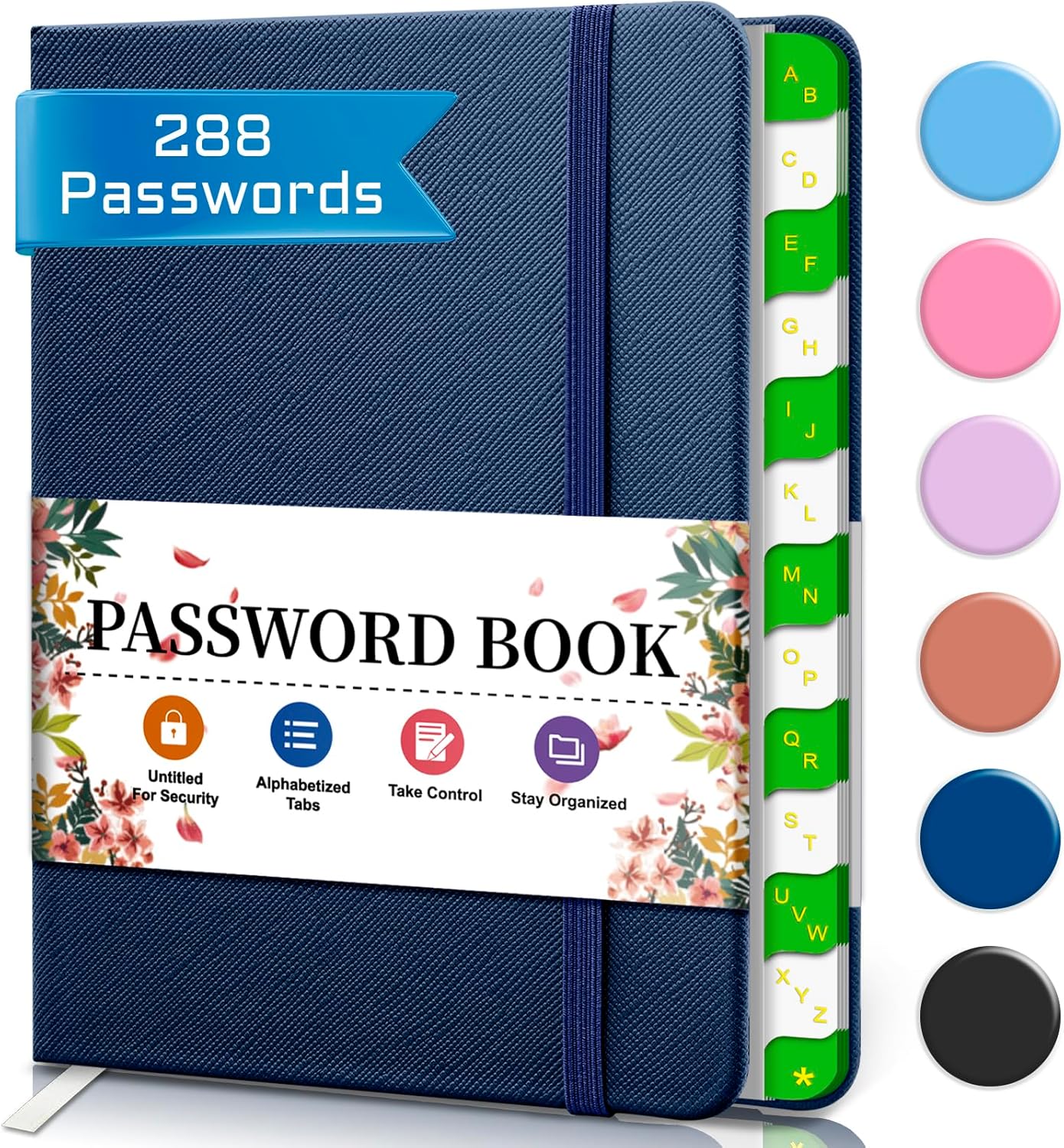 BLESWIN Small Password Book Alphabetical with Tabs Hardcover Password Notebook for Internet Website Address Login Perfect Pocket Size Password Storage for Seniors