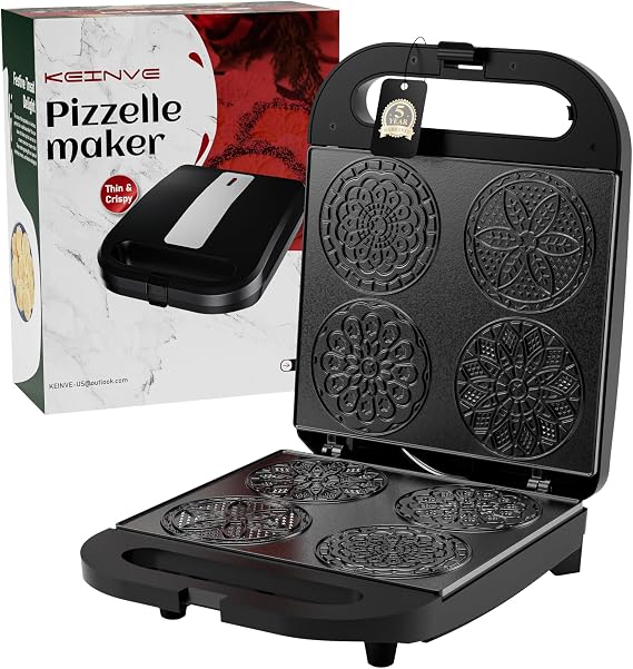 Pizzelle Maker Machine, 4 * 4" Mini Non-stick Electric Pizzelle Cookie Baker for Holiday, Party, Treat