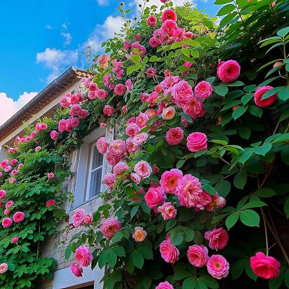 300+ Pink Climbing Rose Seeds for Planting Outdoors Ornamental Vine Seeds Amazing Climbing Flowers Rose Growth Beautiful Roses