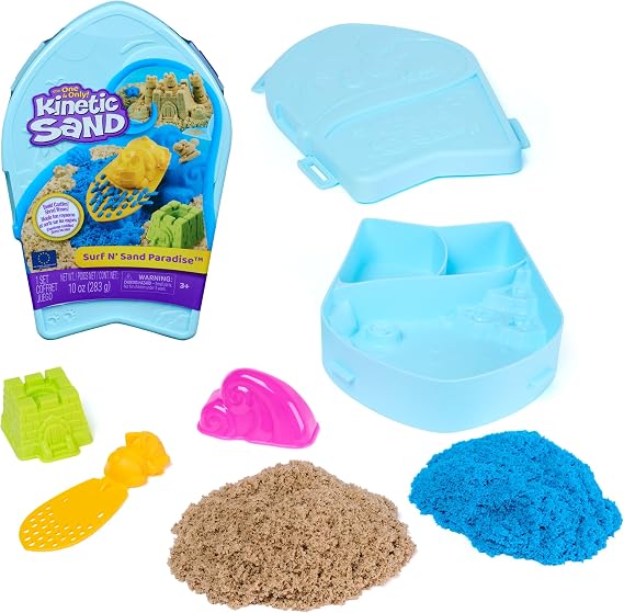 Kinetic Sand Surf 'N Sand Set, Moldable Play Sand Sensory Toys, Ages 3+