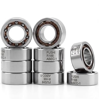 R188 Open Deep Groove Ball Bearing, 1/4" mmx1/2 mmx3/16 mm Fidget Spinner Bearing with Nylon Caged (10 PCS)