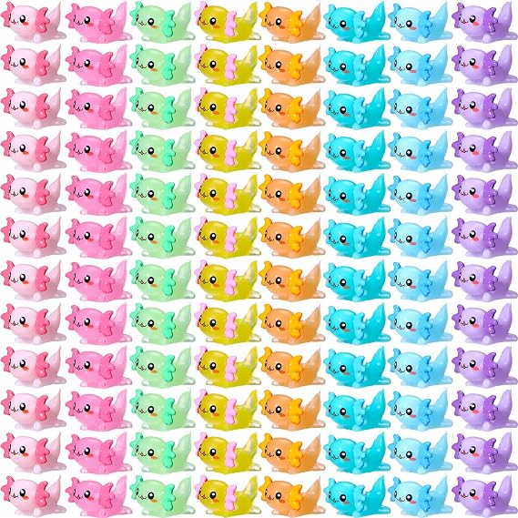 Liliful 120 Pcs Mini Resin Animals Axolotl Toy Gifts Mini Resin Figurines Birthday Decorations Miniature Axolotl Figurine Charms for DIY Crafts Garden