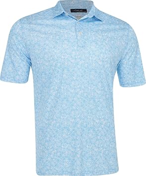 Greg Norman ML75 Recycled Microlux Vine Print Perfect Sky Shirt Men L
