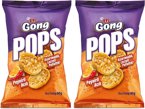 Eti Gong Pops Peynirli Acılı Mısır Patlağı 80 g 2li paket