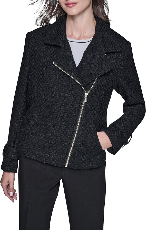 KARL LAGERFELD Women's Long Sleeve Soft Suiting Jacket With Zipper Closure