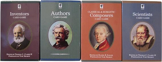 U.S. Games Systems, Inc. Educational Playing Card Games Bundle - 4 Items: Authors, Explorers, Inventors & Scientists Card Games (Ages 10+)