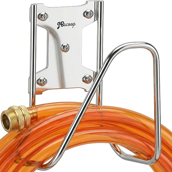 JBscoop Garden Hose Holder, Stainless Steel Wall Mount for Water Hose & Extension Cords, Heavy Duty & Rust Proof