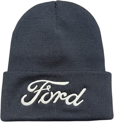 Ford Script Beanie - Navy Blue Acrylic Knit Winter Hat - Officially Licensed Ford Motor Company Merchandise