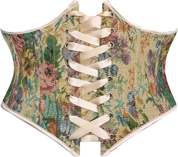 Scarlet Darkness Corset Belt for Women Floral Lace Up Underbust Corset | Floral LaceUp, Back Zip, Plastic Boning, Renaissance Fairs, Medieval, Pirate, Themed Parties, Halloween