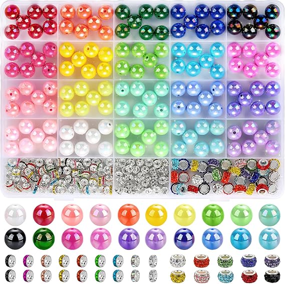Funtopia 290pcs Beads for Pens, 14mm Focal Chunky Beads for Keychains