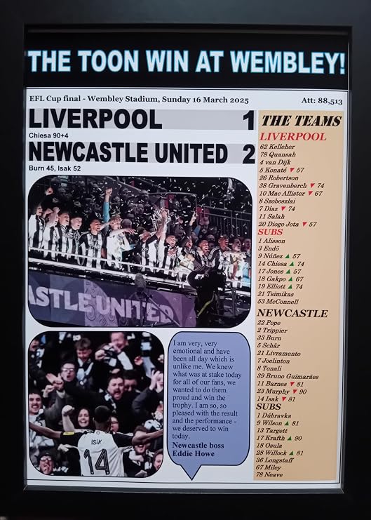 Assorted Liverpool 1 Newcastle United 2-2025 EFL Cup final - framed print
