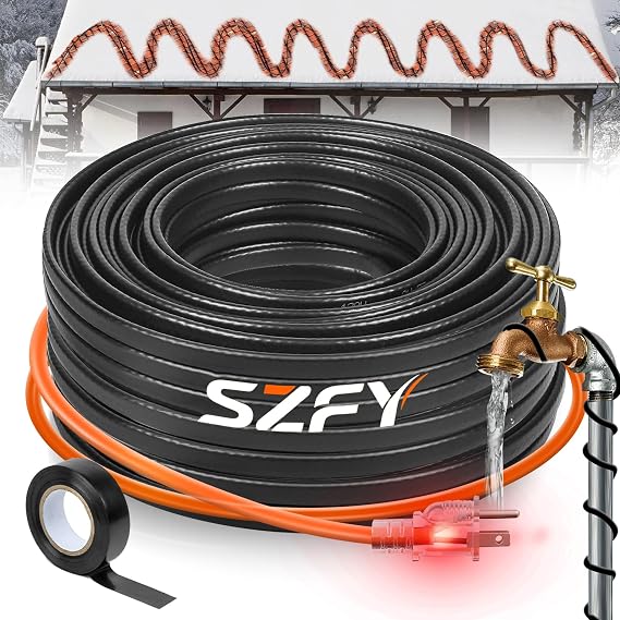 3FT Heat Tape for Water Pipes,40F Deicing Cable,120V 5W/FT