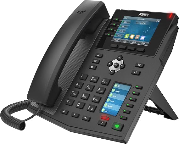 Fanvil X5U High-End VoIP Phone, 3.5-Inch Color Display, 2.4-Inch Side Color Display for DSS Keys. 16 SIP Lines, Dual-Port Gigabit Ethernet, Power Adapter Not Included