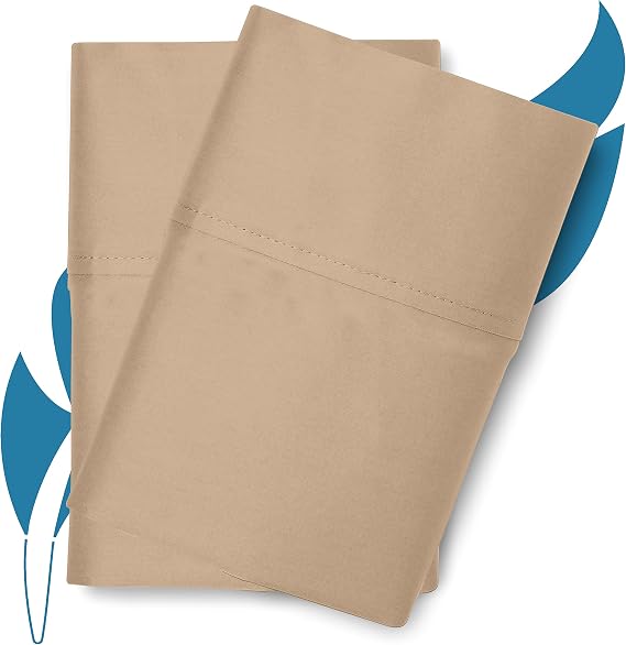 100% Egyptian Cotton King Pillow Cases Set of 2-800 Series High Thread Count King Size Pillow Cases Set of 2 - Taupe, Sateen Weave Hotel Pillowcases - Elite Collection