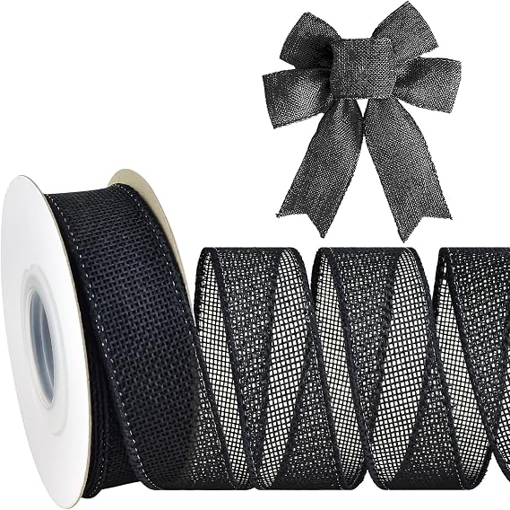 Mupera Premium Burlap Wired Ribbon 1 Inch x 10 Yard