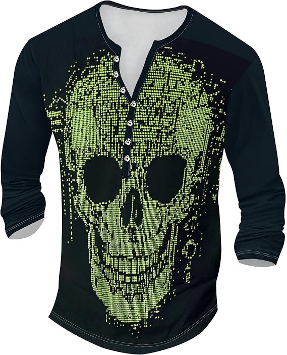 Zhyaj Henley Shirts for Men Casual Workwear Lightweight Long Sleeve T-Shirts Quick Dry Shirts Graphic Club Pullover Tee