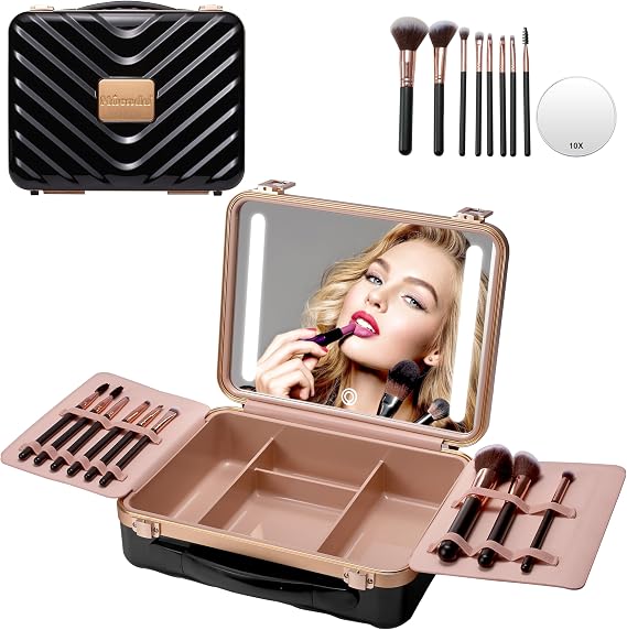Mocado Compact LED Mirror + Travel Makeup Case with Mirror