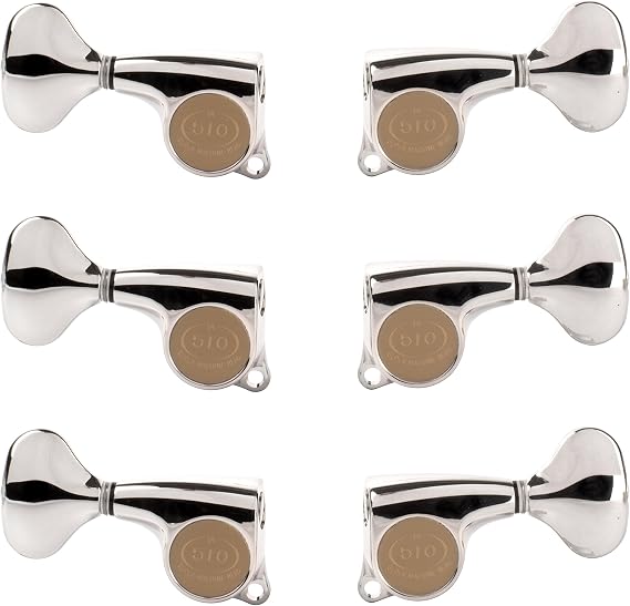 Gotoh Midsize 510 3+3 Guitar Tuners with Metal Knobs, Chrome