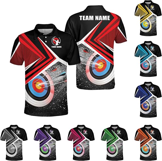 Personalized Archery Shirt Featured Archery Target, Archery Polo Shirts Gifts for Archery Lovers Men Women Size S-5XL